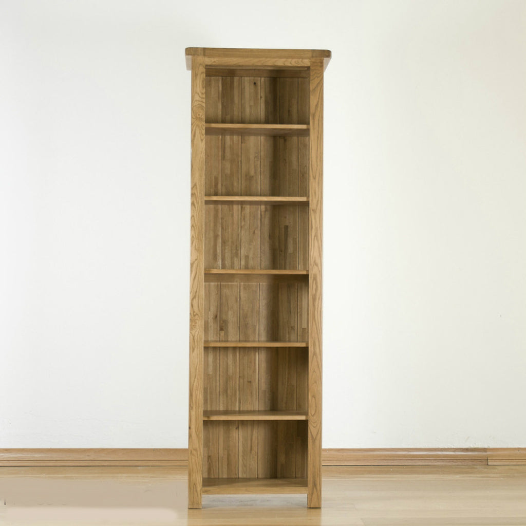 Durdham Oak Tall Narrow Bookcase – Quarter - Solid Wood Furniture