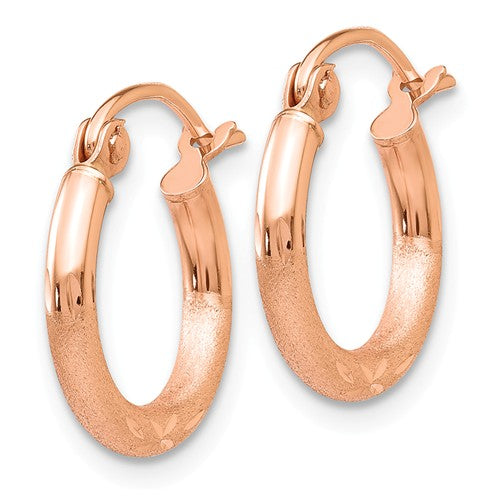 Details about   Real 14kt Rose Polished Circle Hoop Earrings 