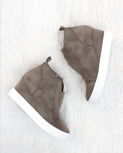 zoey taupe wedge sneakers