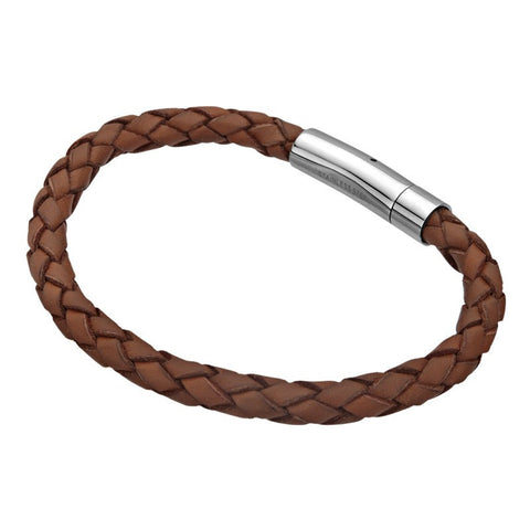 Single Brown Braided Leather Bracelet - Bijouterie en ligne