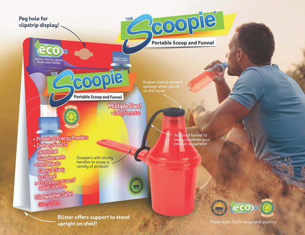 Eco Friendly Scoop with Funnel Powder Supplement Dispenser for Water Bottles The Scoopie