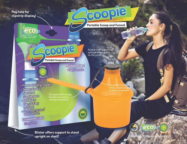 Eco Friendly Scoop with Funnel for Pouring Powder Supplements into Water Bottles The Scoopie