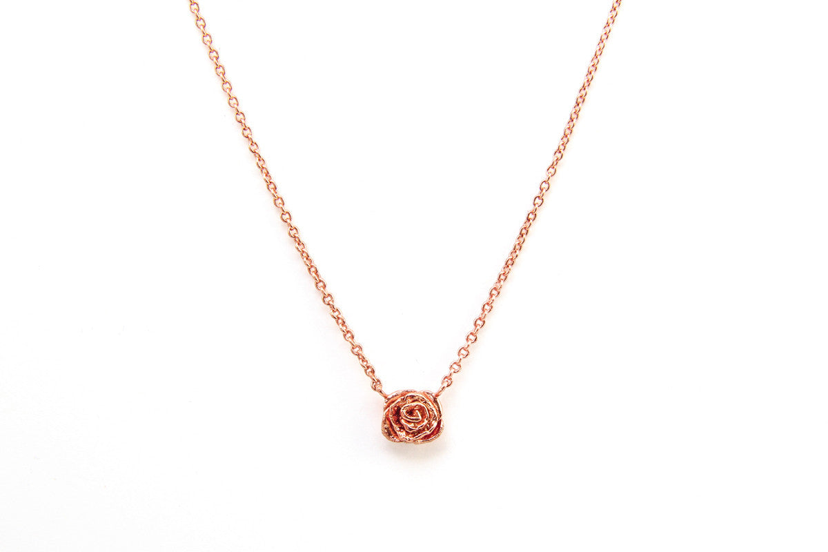 Penelope Mini Rose Necklace. Yellow or Rose Gold.