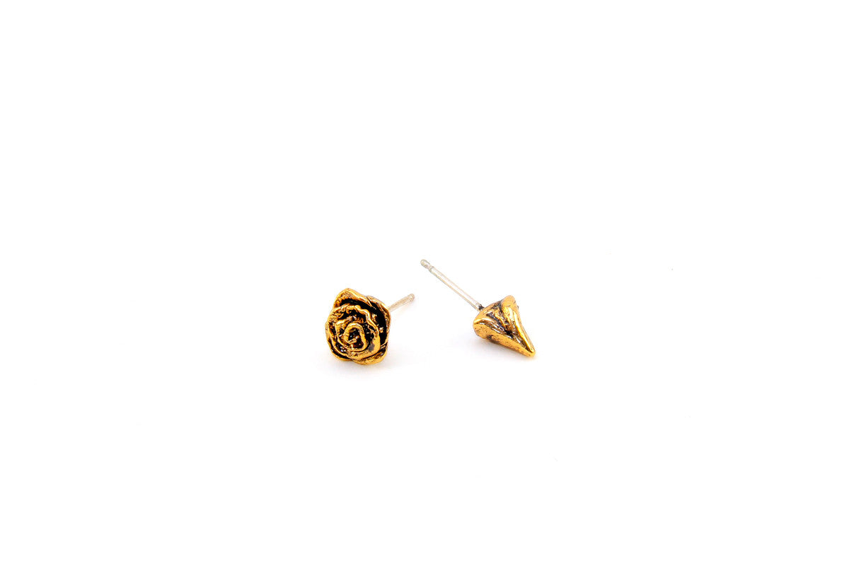 Every Rose Has Its Thorn Earrings. Rose or Antiqued Gold.