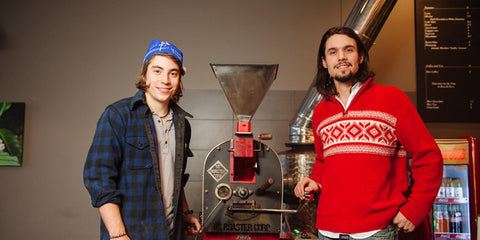 Owner Eric Faust (right) and barista Matt at Duluth Coffee Company