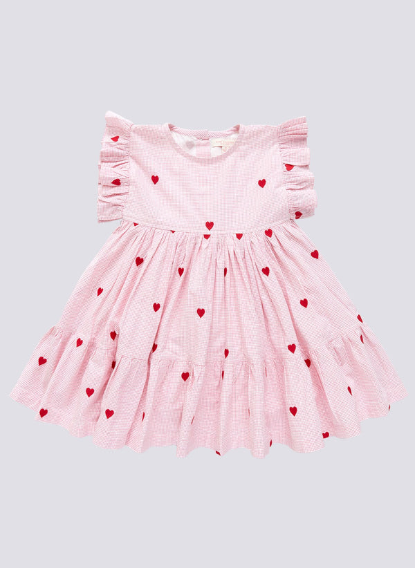 Pink Chicken Heart Embroidery Knit Dress