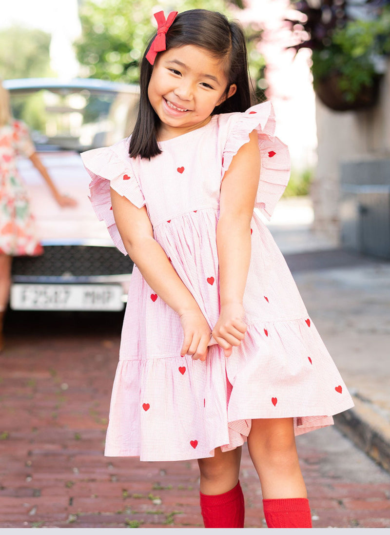 Pink Chicken Heart Embroidery Knit Dress