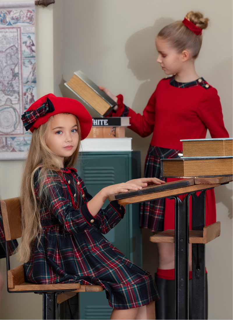 Patachou Navy Tartan Flannel Dress