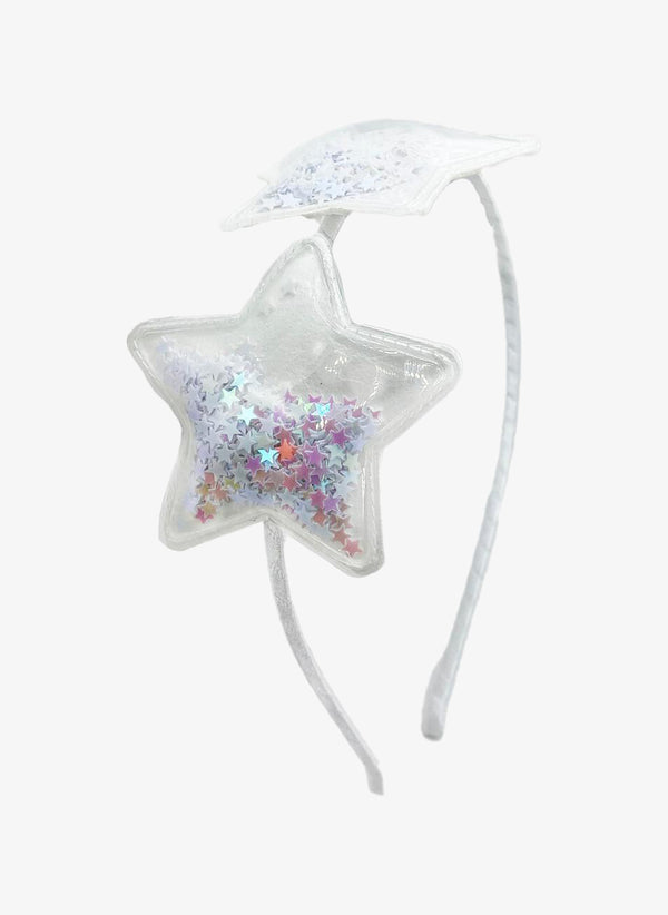 Bari Lynn Double Confetti Star Thin Headband in White