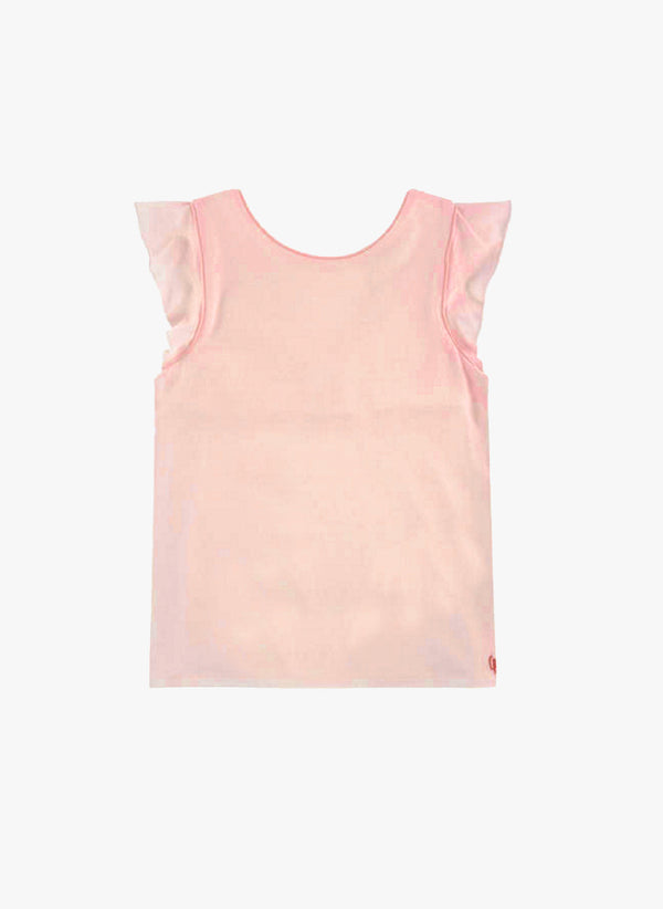 Carrement Beau Girls Short Sleeve T-Shirt w/ Embroidery in Pale Pink