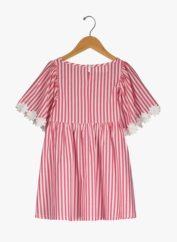 Vierra Rose London Big Sleeve Dress in Red and White Stripes