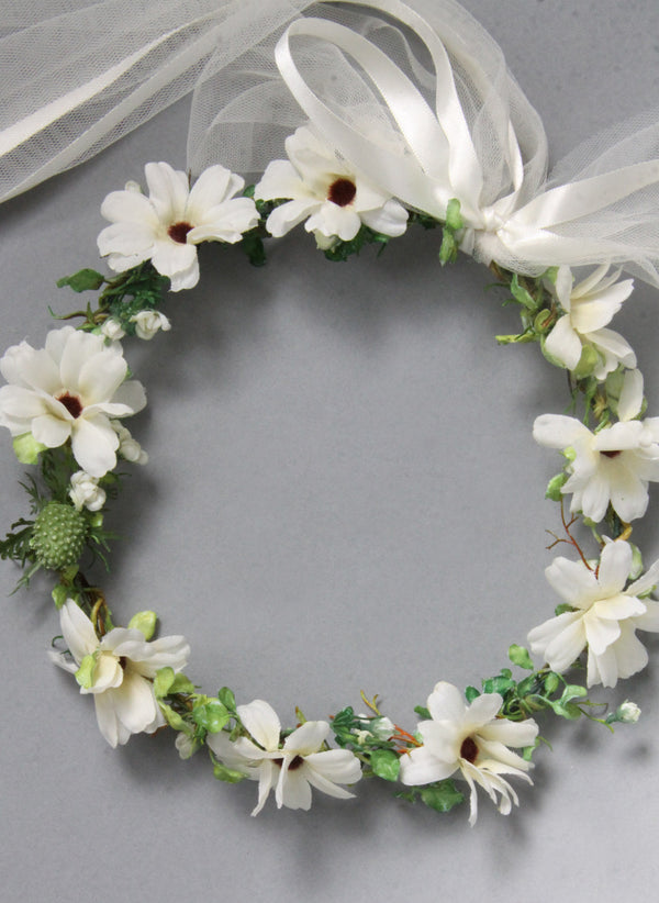 Girls Daisy Flower Head Wreath