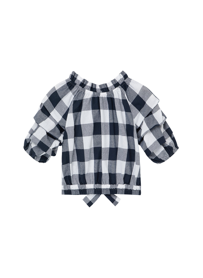 Habitual Kids Puff Sleeve Gingham Top