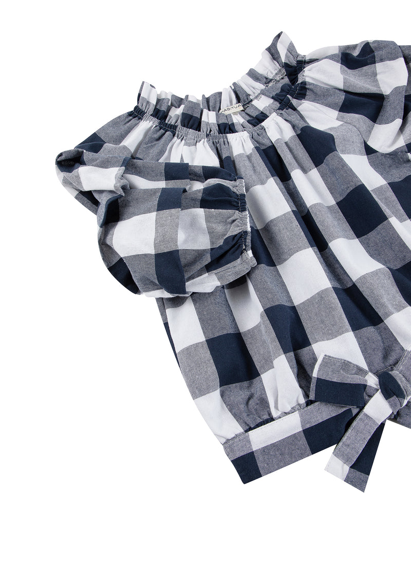 Habitual Kids Puff Sleeve Gingham Top