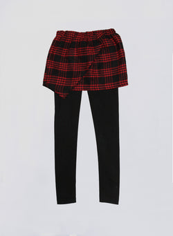 Vierra Rose Kinsley Wrap Skirt Leggings in Red Plaid