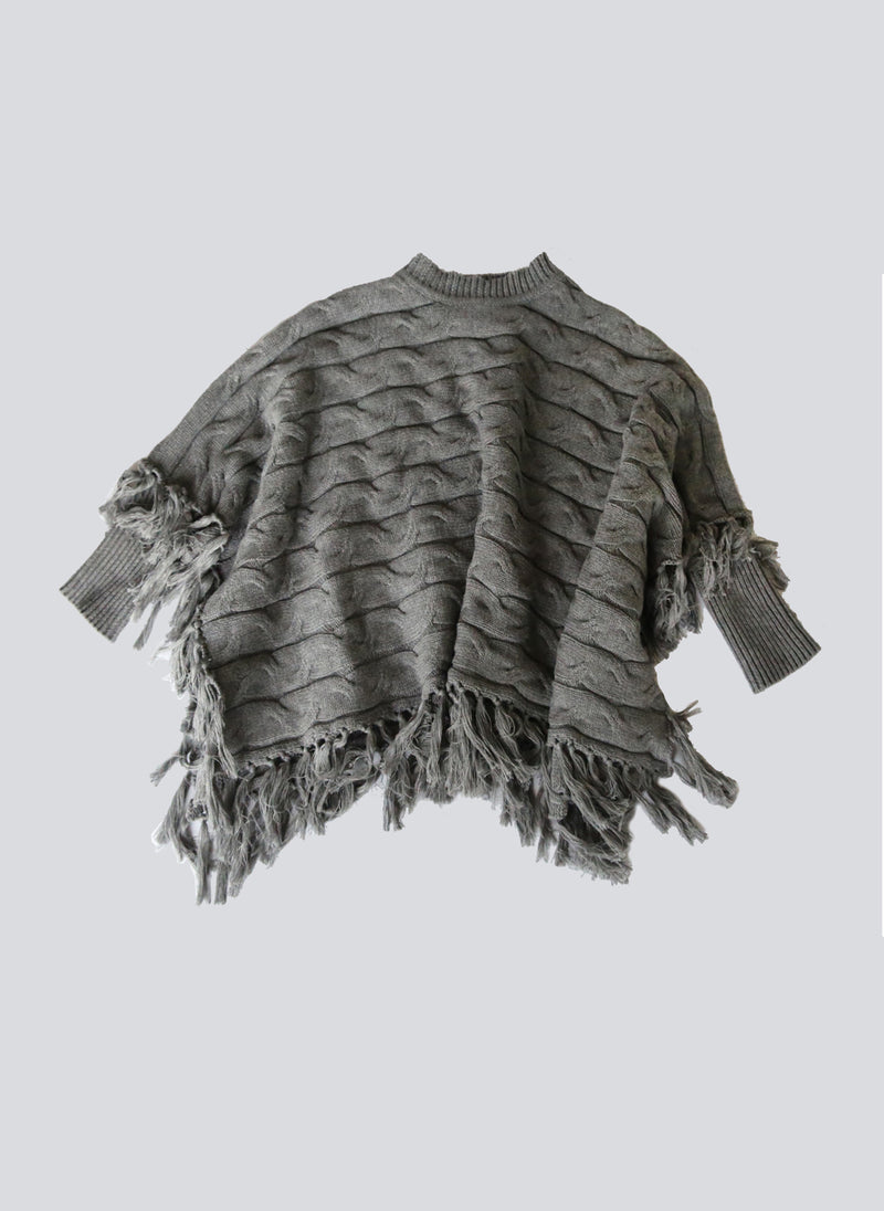 Vierra Rose Meena Cable Poncho in Grey