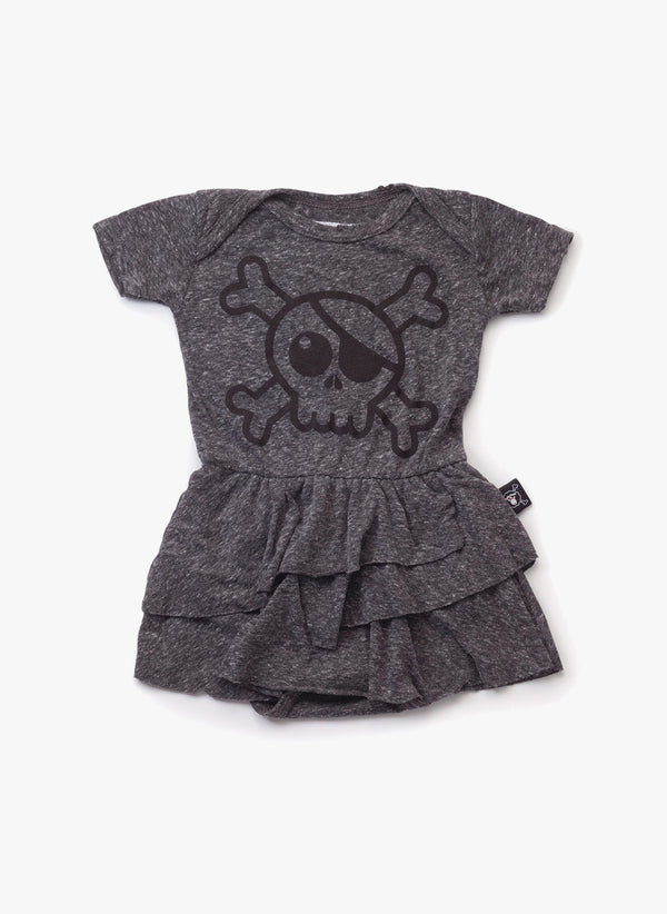 Nununu Baby Skull Onesie Skirt in Charcoal