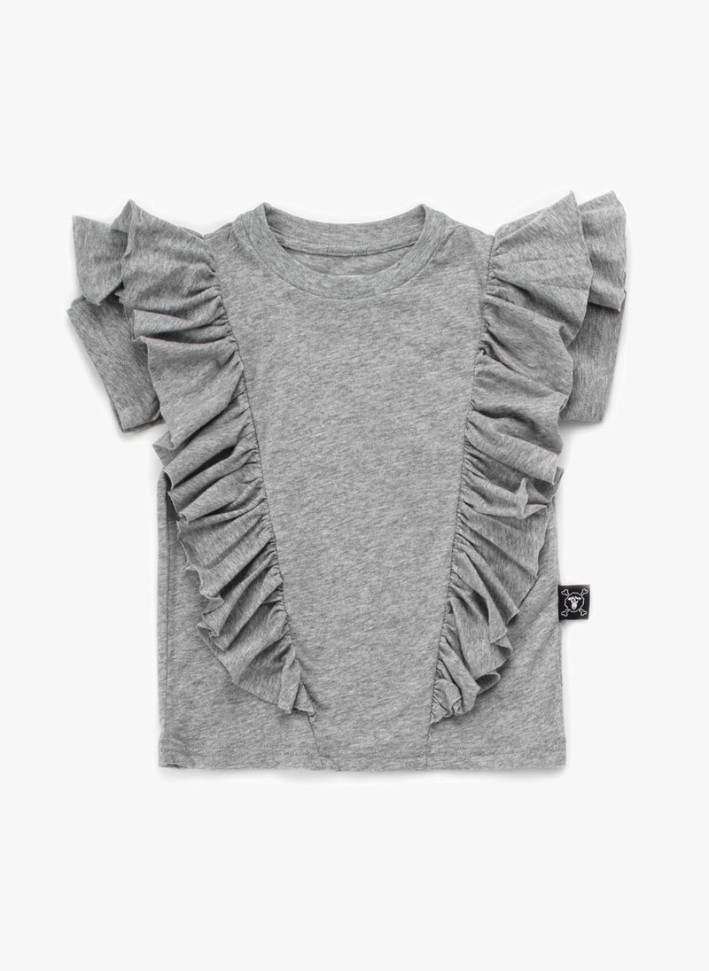 Nununu Ruffled T-Shirt in Heather Grey