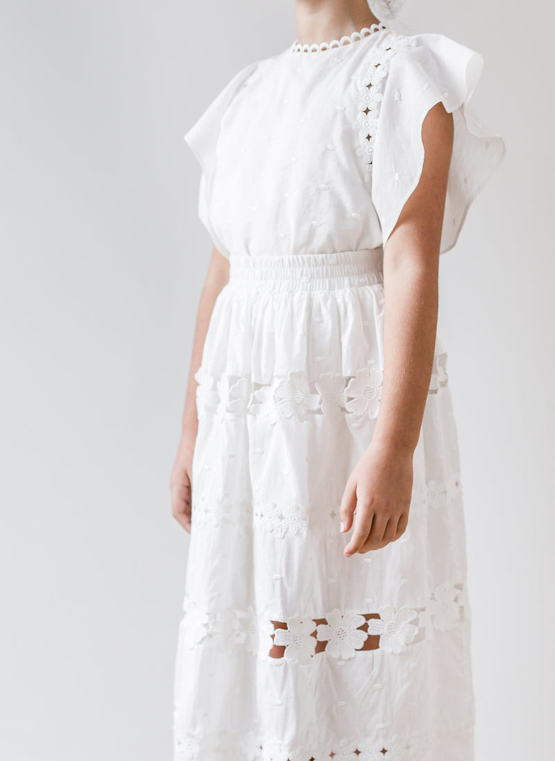 Petite Amalie Daisy Chain Top in White