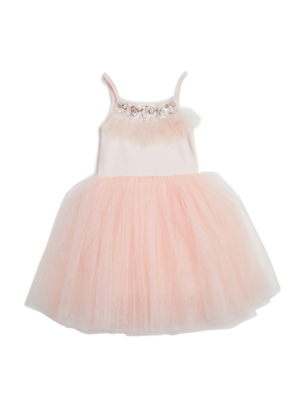 Petite Hailey Feather Tutu Dress in Pink