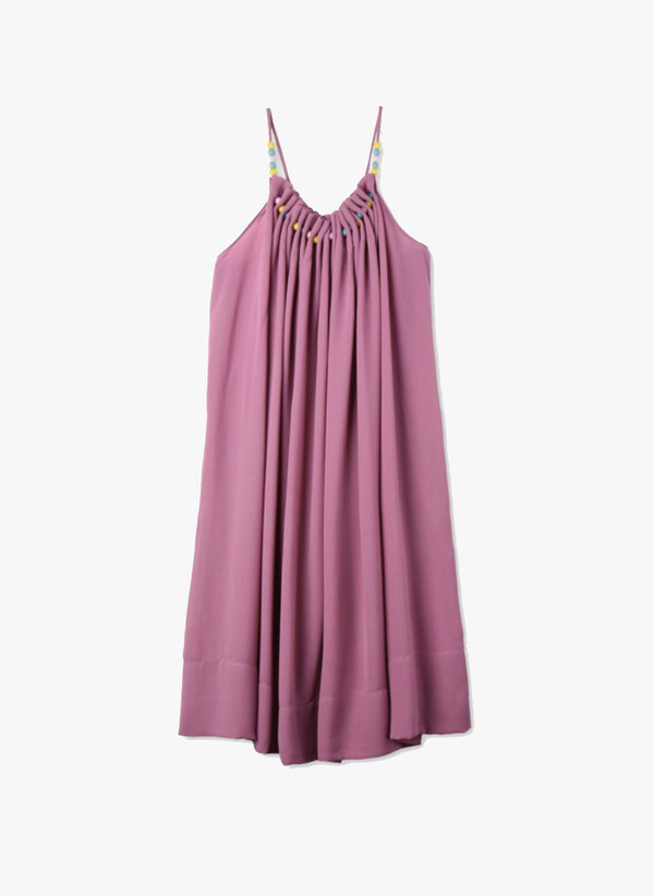 Stella McCartney Kids Hope Girls Flowy Crepe Dress w/ Beads at neck in Lilac