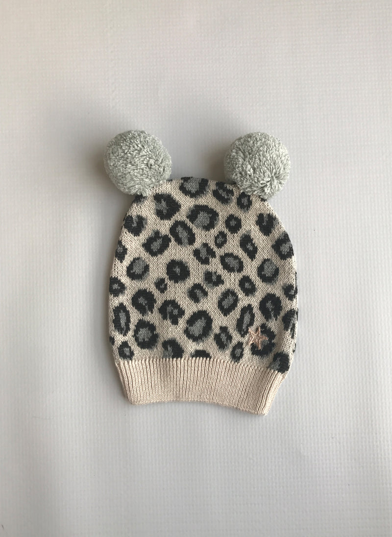 Tocoto Vintage Animal Print Pompom Hat