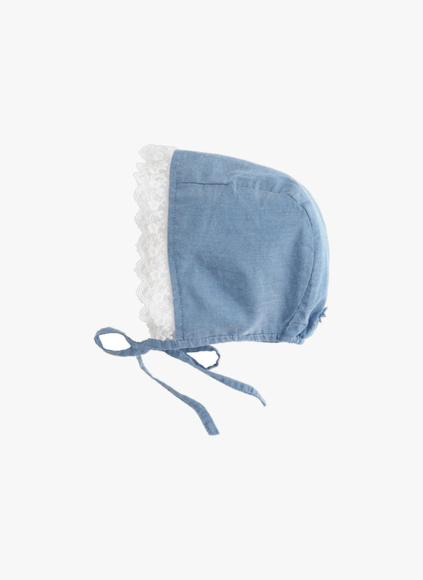Tocoto Vintage Girls Chambray Lace Hat