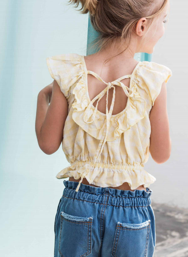 Tocoto Vintage Vichy Squares Blouse in Yellow