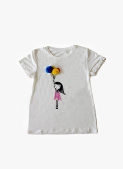 Vierra Rose Ariel Pom Pom Balloon Tee in Ivory