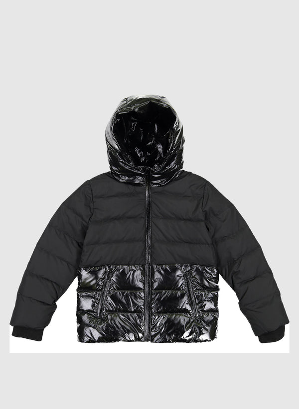 Vierra Rose Jules Shiny/Matte Combo Puffer in Black