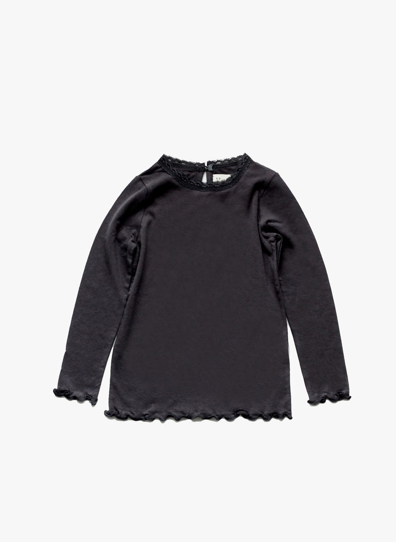 Vierra Rose Vira Scallop Edge Jersey Top in Black