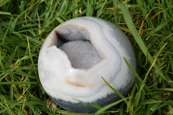 Agate and Chalcedony Open Sphere.