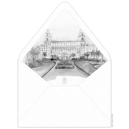 Black and White Watercolor Invitation Envelope Liner