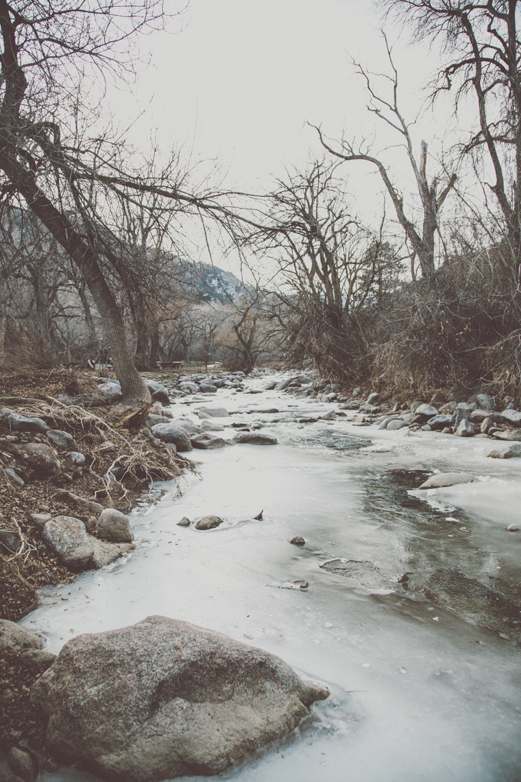 Photo of frozen water in Boulder Creek