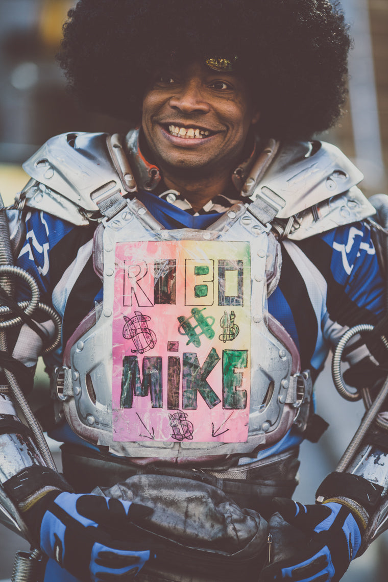 Photo of retro robot street performer in Denver