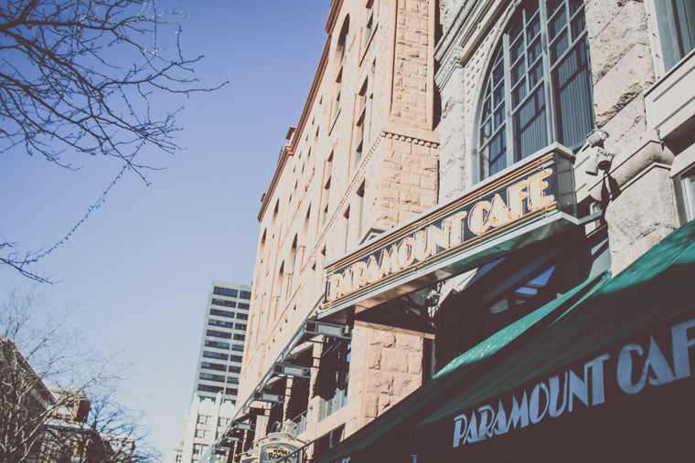 Photo of Paramount Cafe sign downtown Denver