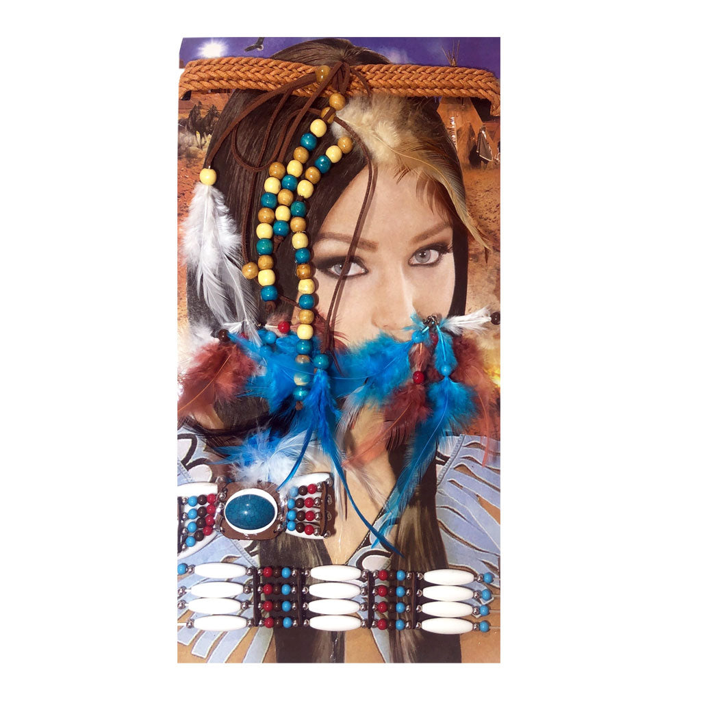 Native American Indian Hair Beads And Choker Simply Party Supplies 