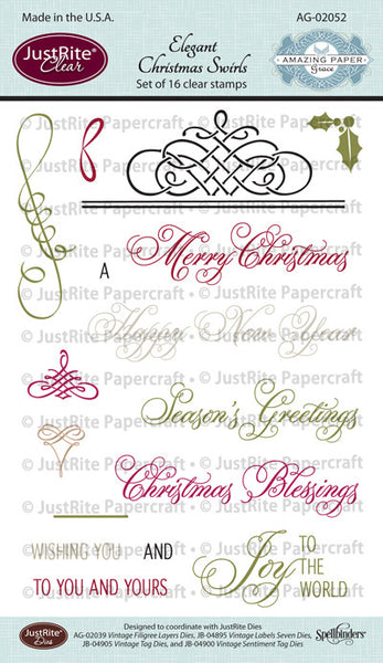 Elegant Christmas Swirls Clear Stamps