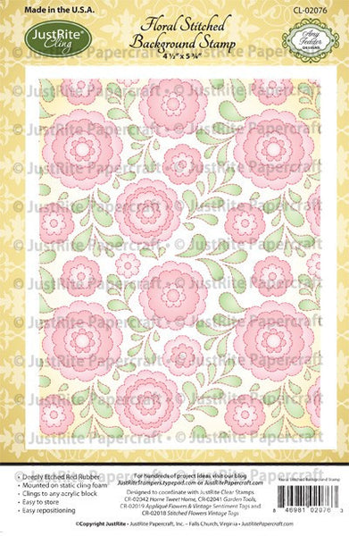 Floral Stitched Cling Background Stamp