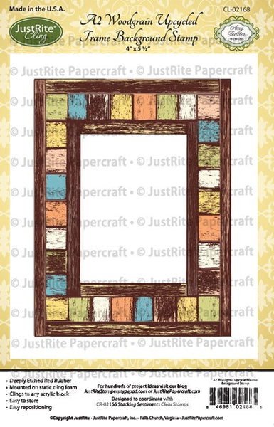 A2 Woodgrain Upcycled Frame Cling Background Stamp
