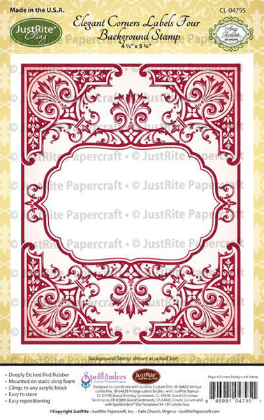 Elegant Corners Labels Four Background Cling Stamp