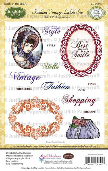 Fashion Vintage Labels Six Cling Stamps