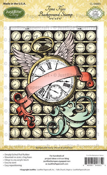 Time Flies Cling Background Stamp