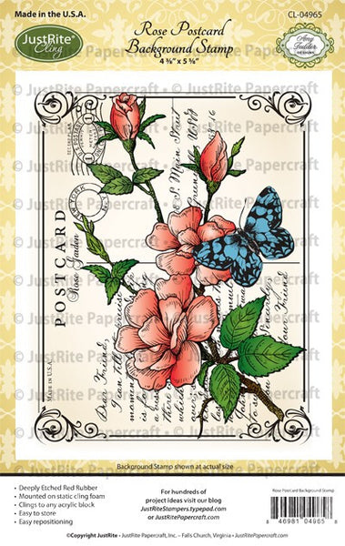 Rose Postcard Cling Background Stamp