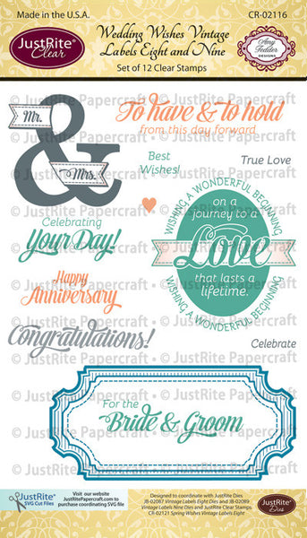 Wedding Wishes Vintage Labels Eight and Nine Clear Stamps