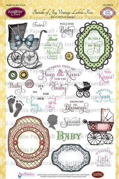 Bundle of Joy Vintage Labels Five Clear Stamps