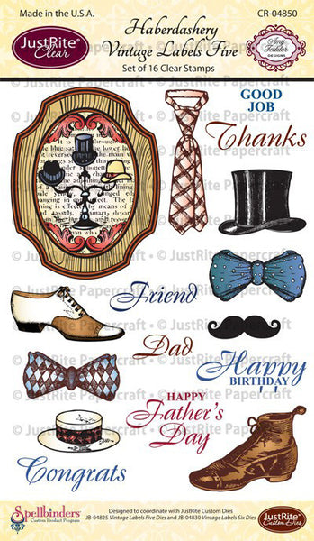 Haberdashery Vintage Labels Five Clear Stamps