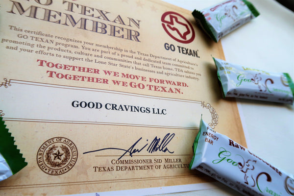 Good Cravings bars are a certified Go Texan product