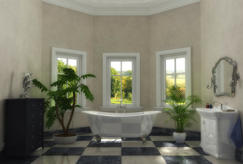 Exemple de salle de bain avec plantes vertes