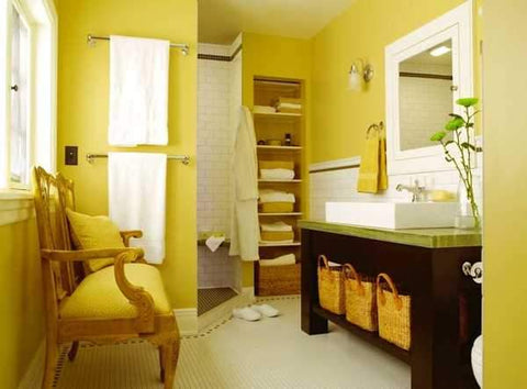 Exemple de salle de bain couleur jaune